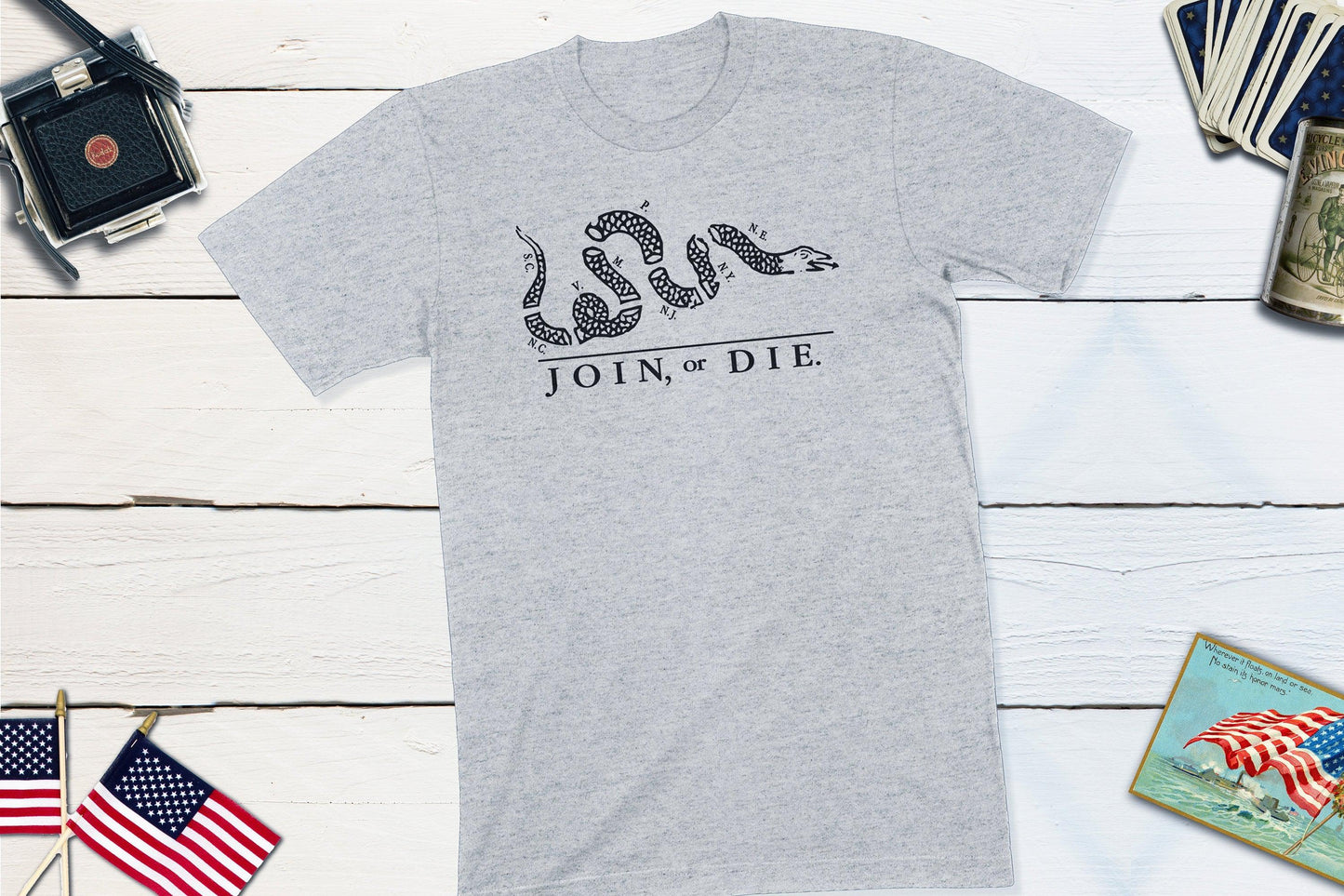 Join or Die - Benjamin Franklin Political Cartoon Pamphlet-Unisex T-shirt-Yesteeyear