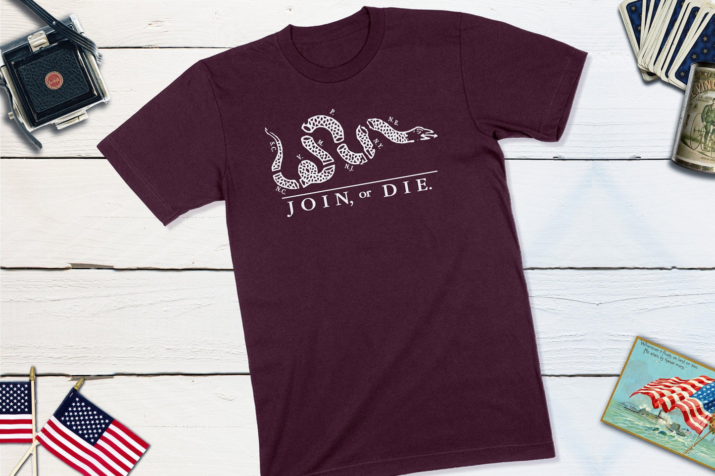Join or Die - Benjamin Franklin Political Cartoon Pamphlet-Unisex T-shirt-Yesteeyear