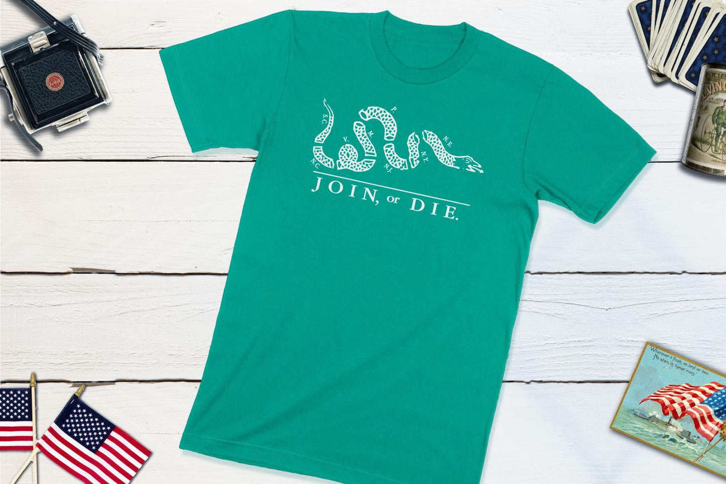 Join or Die - Benjamin Franklin Political Cartoon Pamphlet-Unisex T-shirt-Yesteeyear