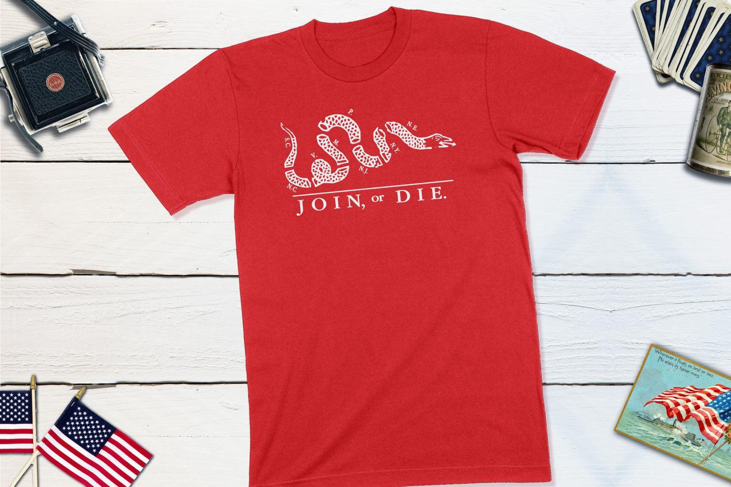 Join or Die - Benjamin Franklin Political Cartoon Pamphlet-Unisex T-shirt-Yesteeyear