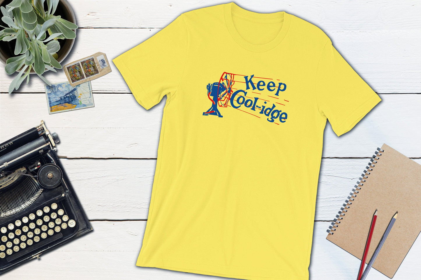 Keep Cool-idge - Calvin Coolidge Political Campaign Button-Unisex T-shirt-Yesteeyear