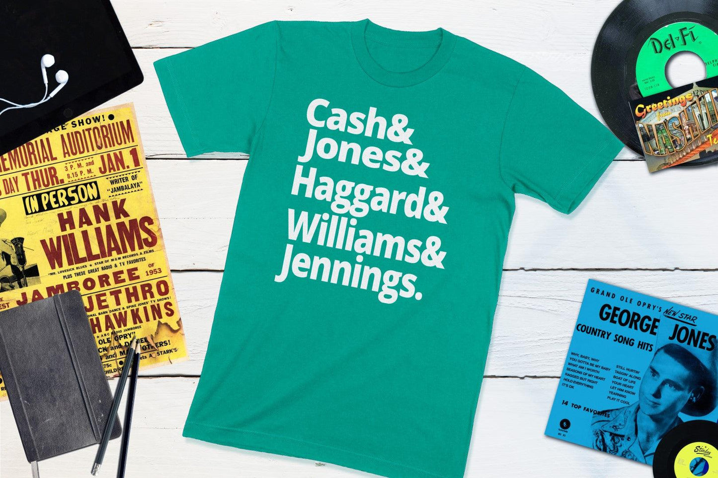 Legends of Country Music - Cash, Jones, Haggard, Williams and Jennings-Unisex T-shirt-Yesteeyear
