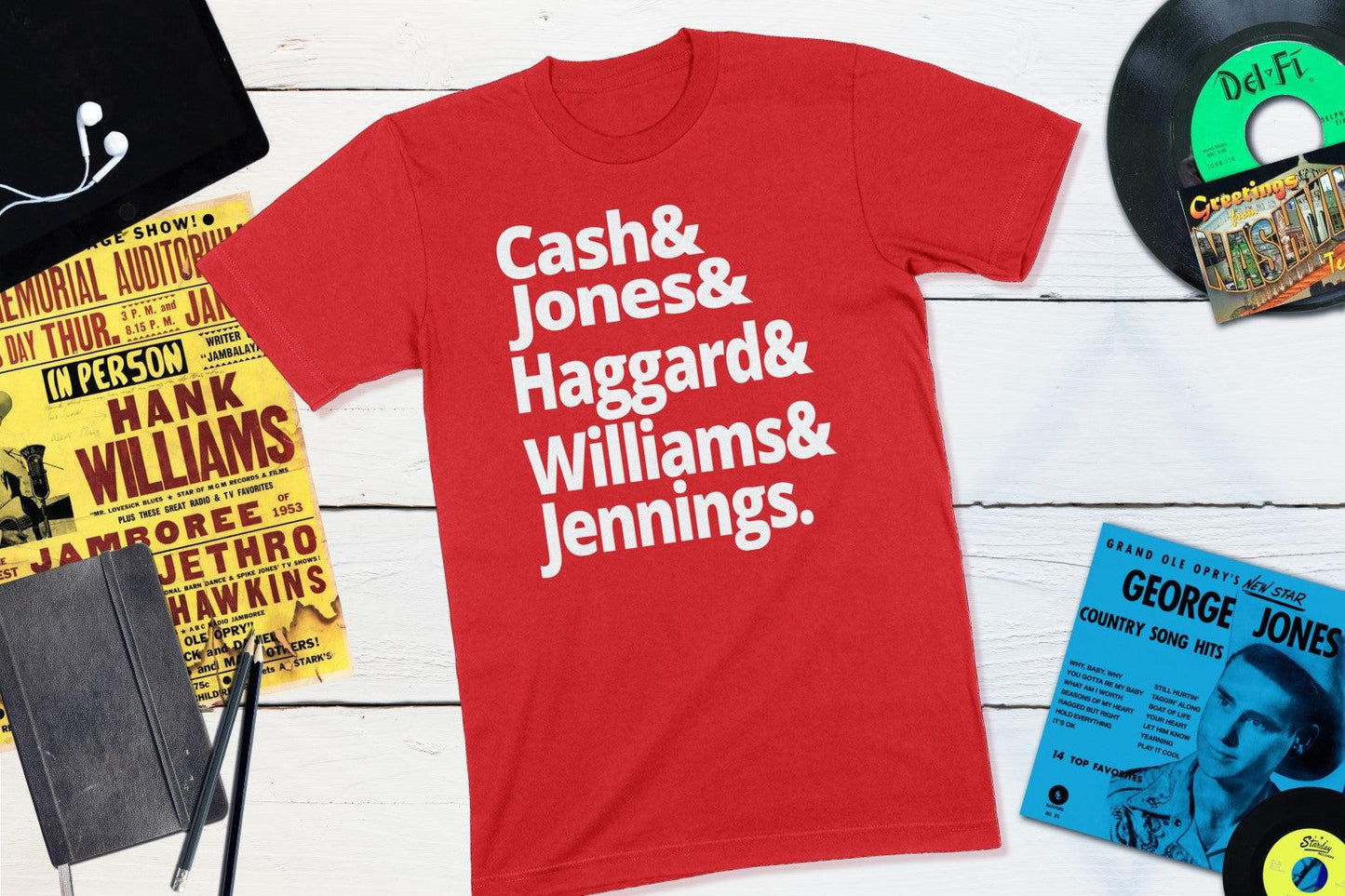 Legends of Country Music - Cash, Jones, Haggard, Williams and Jennings-Unisex T-shirt-Yesteeyear
