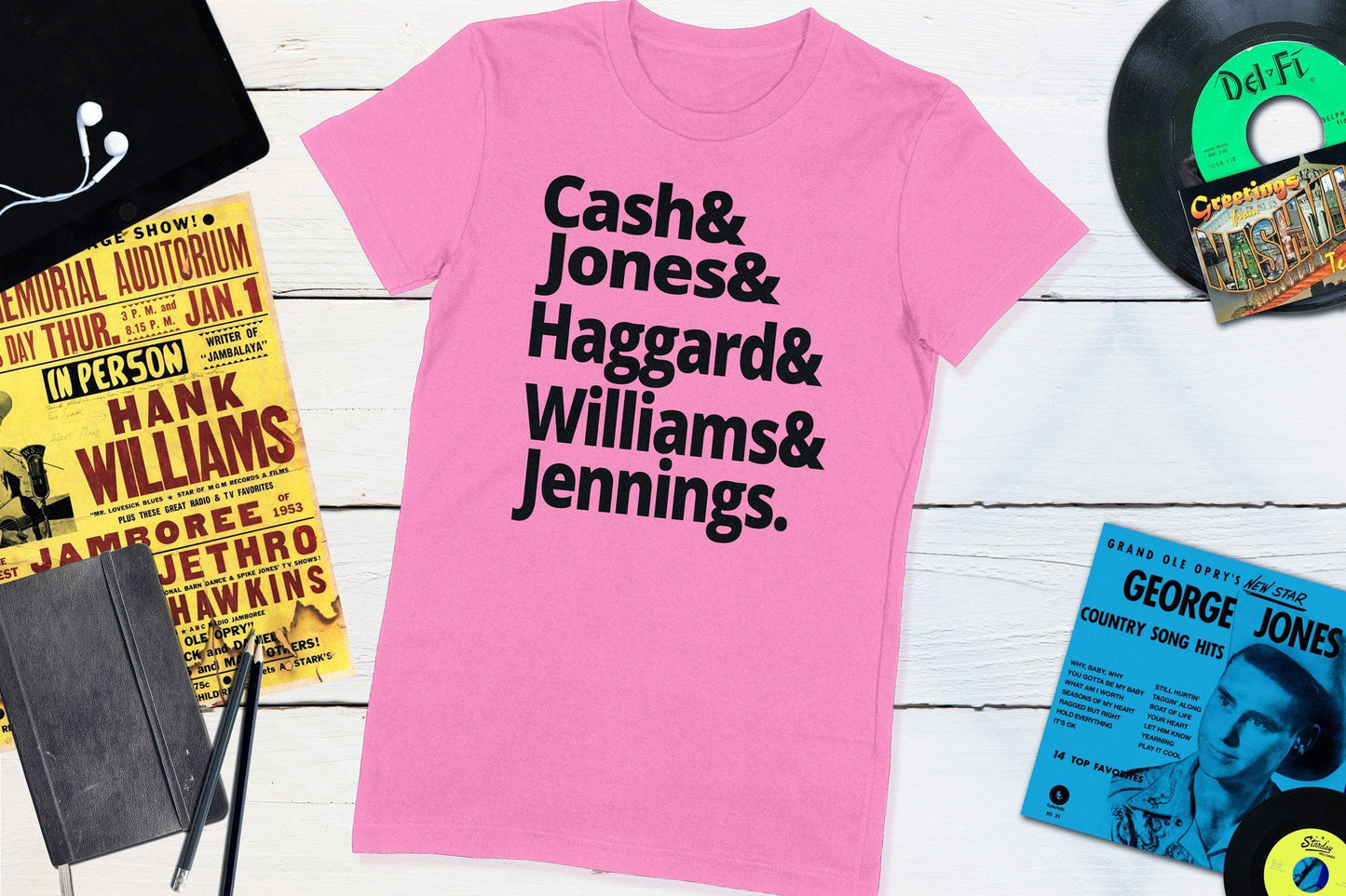 Legends of Country Music - Cash, Jones, Haggard, Williams and Jennings Women's Shirt-Women's T-shirt-Yesteeyear