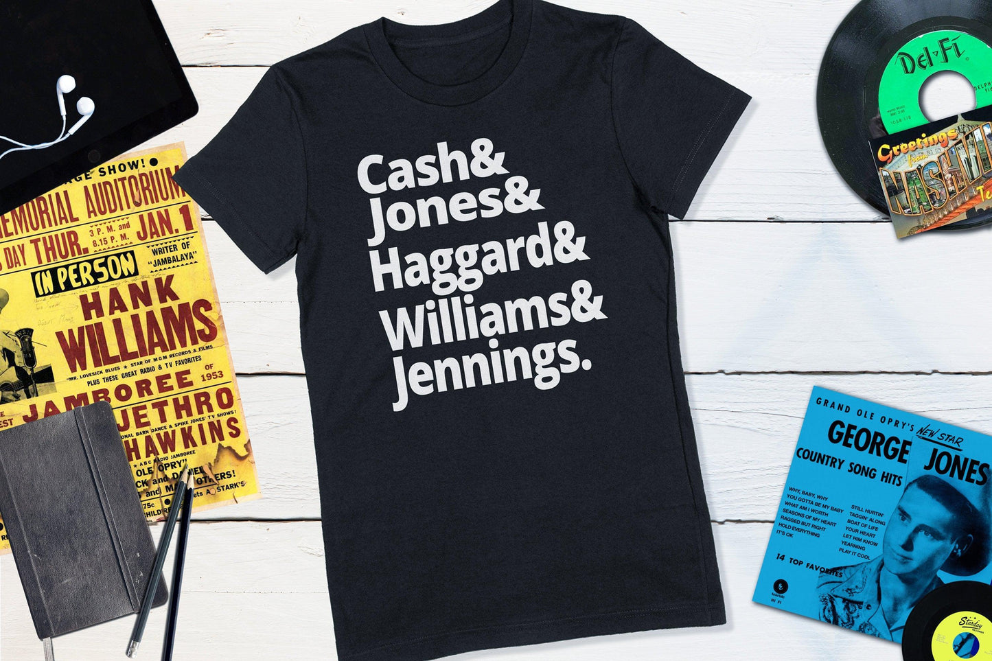 Legends of Country Music - Cash, Jones, Haggard, Williams and Jennings Women's Shirt-Women's T-shirt-Yesteeyear