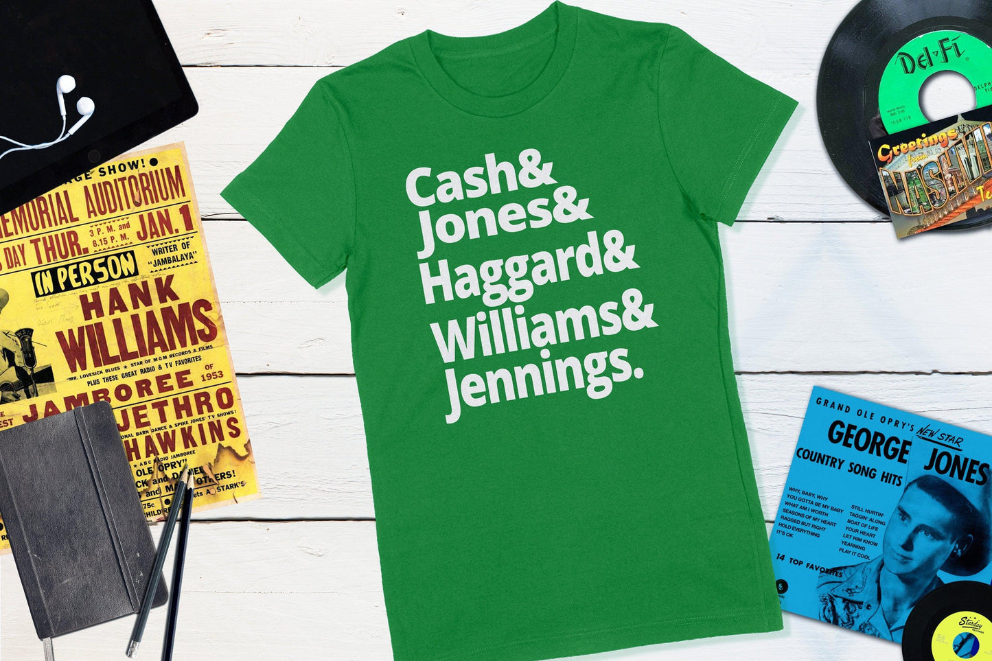 Legends of Country Music - Cash, Jones, Haggard, Williams and Jennings Women's Shirt-Women's T-shirt-Yesteeyear