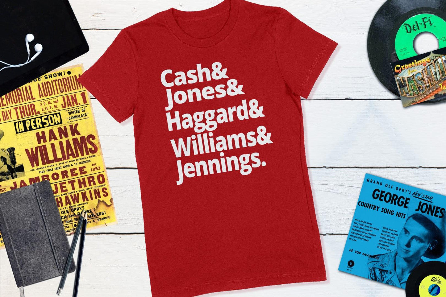 Legends of Country Music - Cash, Jones, Haggard, Williams and Jennings Women's Shirt-Women's T-shirt-Yesteeyear