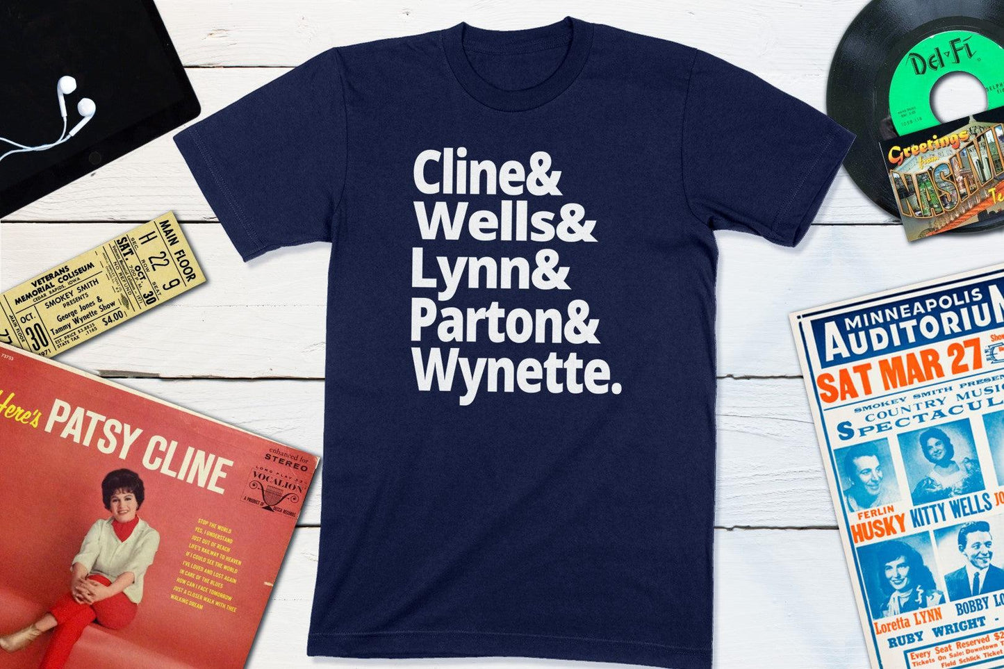 Legends of Country Music - Cline, Wells, Lynn, Parton, Wynette-Unisex T-shirt-Yesteeyear