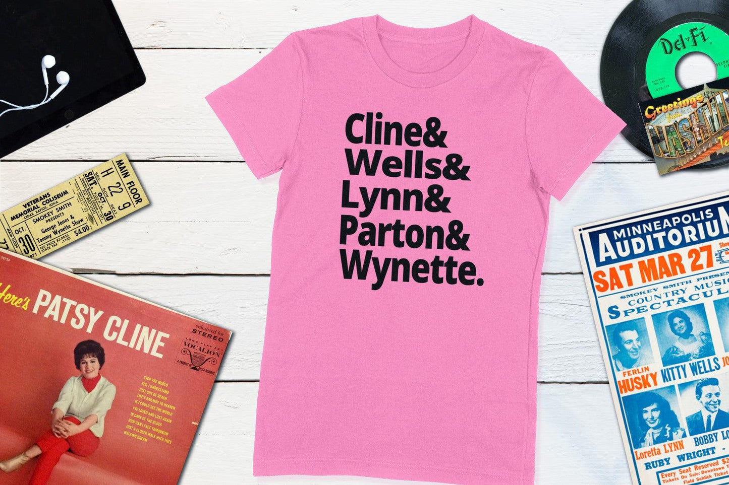 Legends of Country Music - Cline, Wells, Lynn, Parton, Wynette Women's Shirt-Women's T-shirt-Yesteeyear