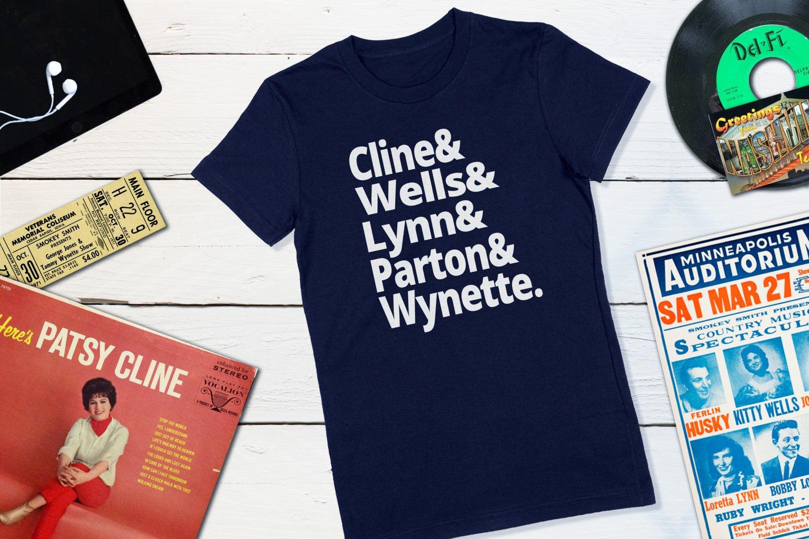 Legends of Country Music - Cline, Wells, Lynn, Parton, Wynette Women's Shirt-Women's T-shirt-Yesteeyear