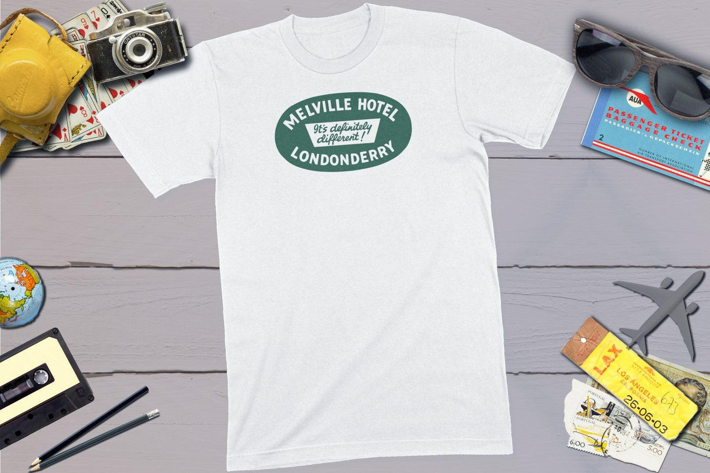 Melville Hotel Travel Stick - Londonderry Northern Ireland-Unisex T-shirt-Yesteeyear