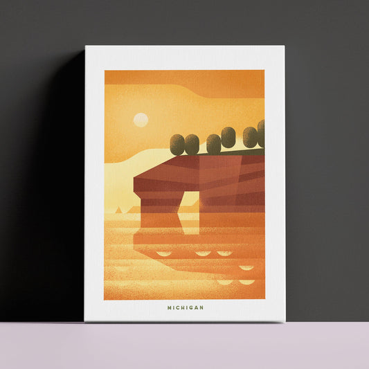 Michigan Travel Poster Canvas-Canvas-Yesteeyear
