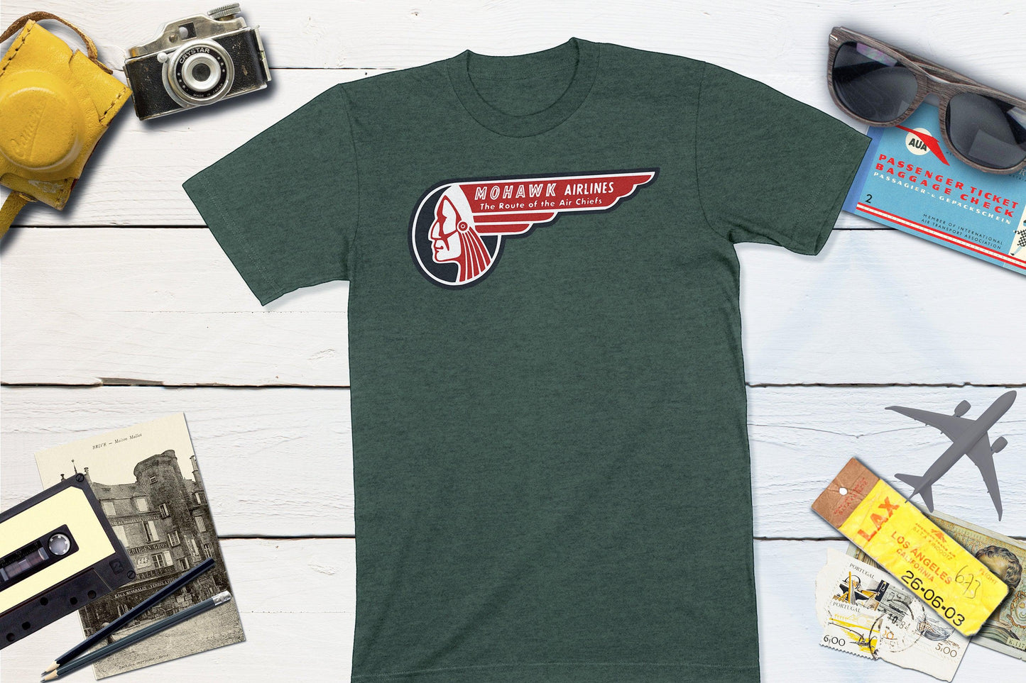 Mohawk Airlines Vintage Travel Sticker-Unisex T-shirt-Yesteeyear