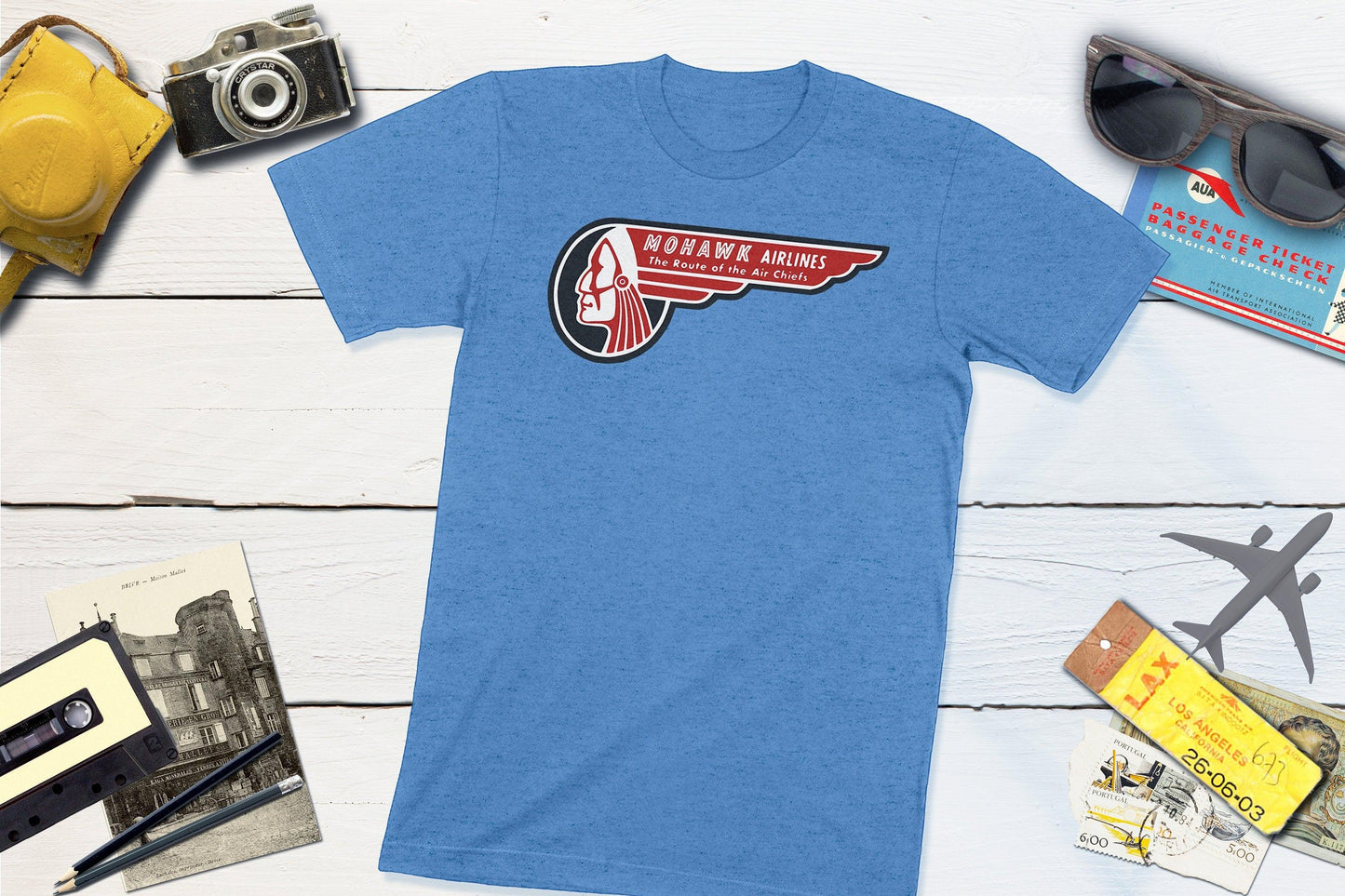 Mohawk Airlines Vintage Travel Sticker-Unisex T-shirt-Yesteeyear