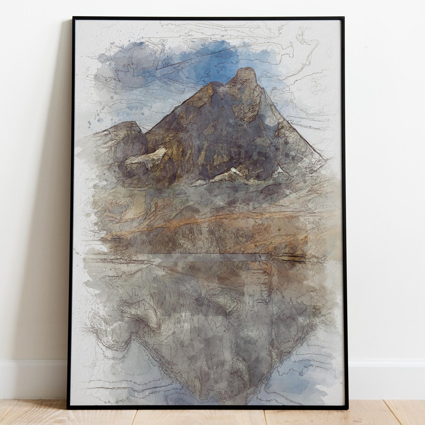 Mount Cervino Italy Watercolor Poster-Poster-Yesteeyear
