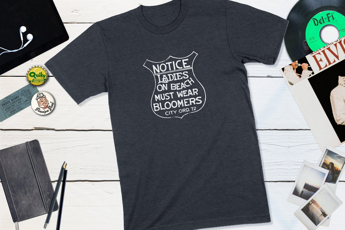 Notice Ladies On Beach Must Wear Bloomers Vintage City Ordinance Beach Sign-Unisex T-shirt-Yesteeyear