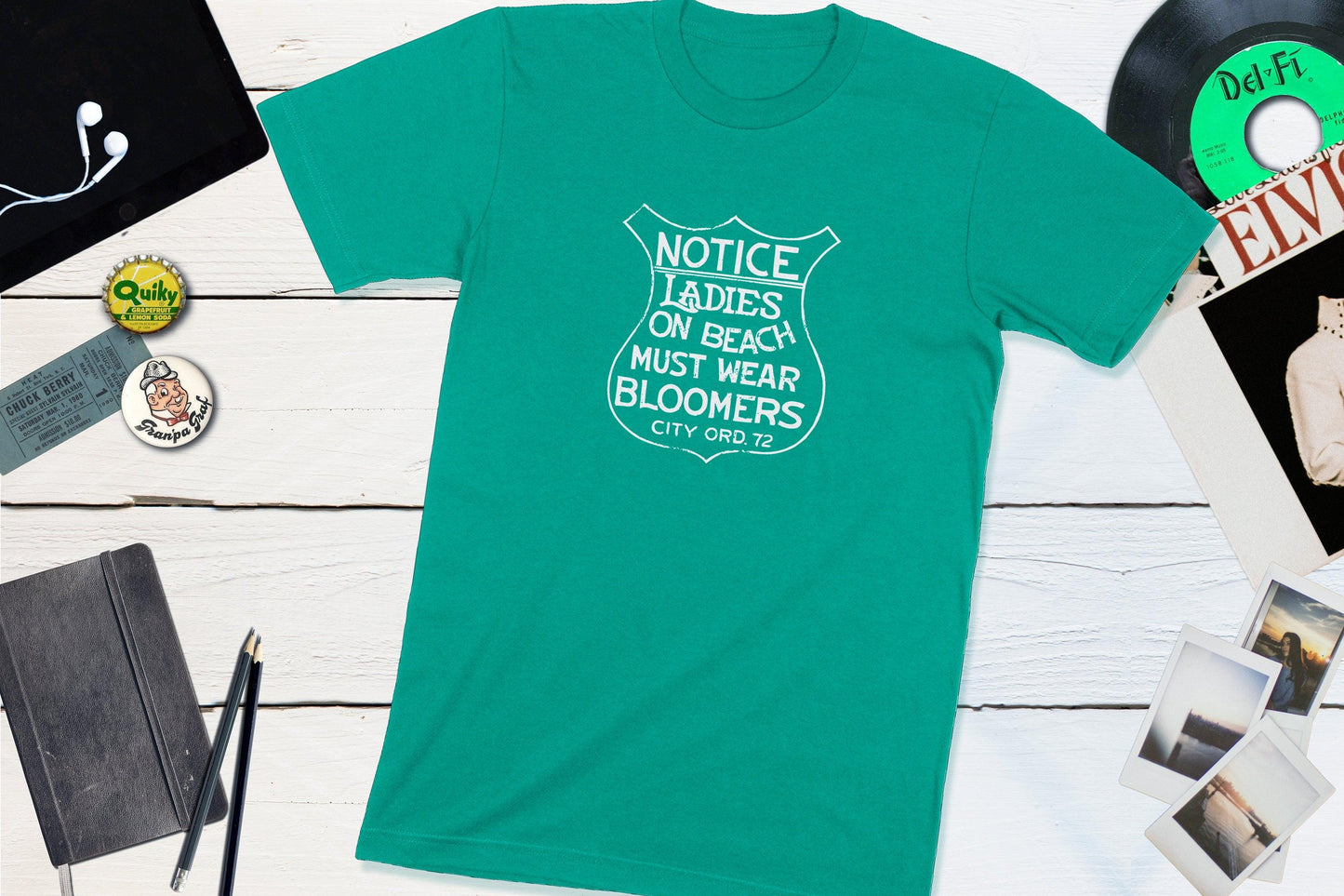 Notice Ladies On Beach Must Wear Bloomers Vintage City Ordinance Beach Sign-Unisex T-shirt-Yesteeyear