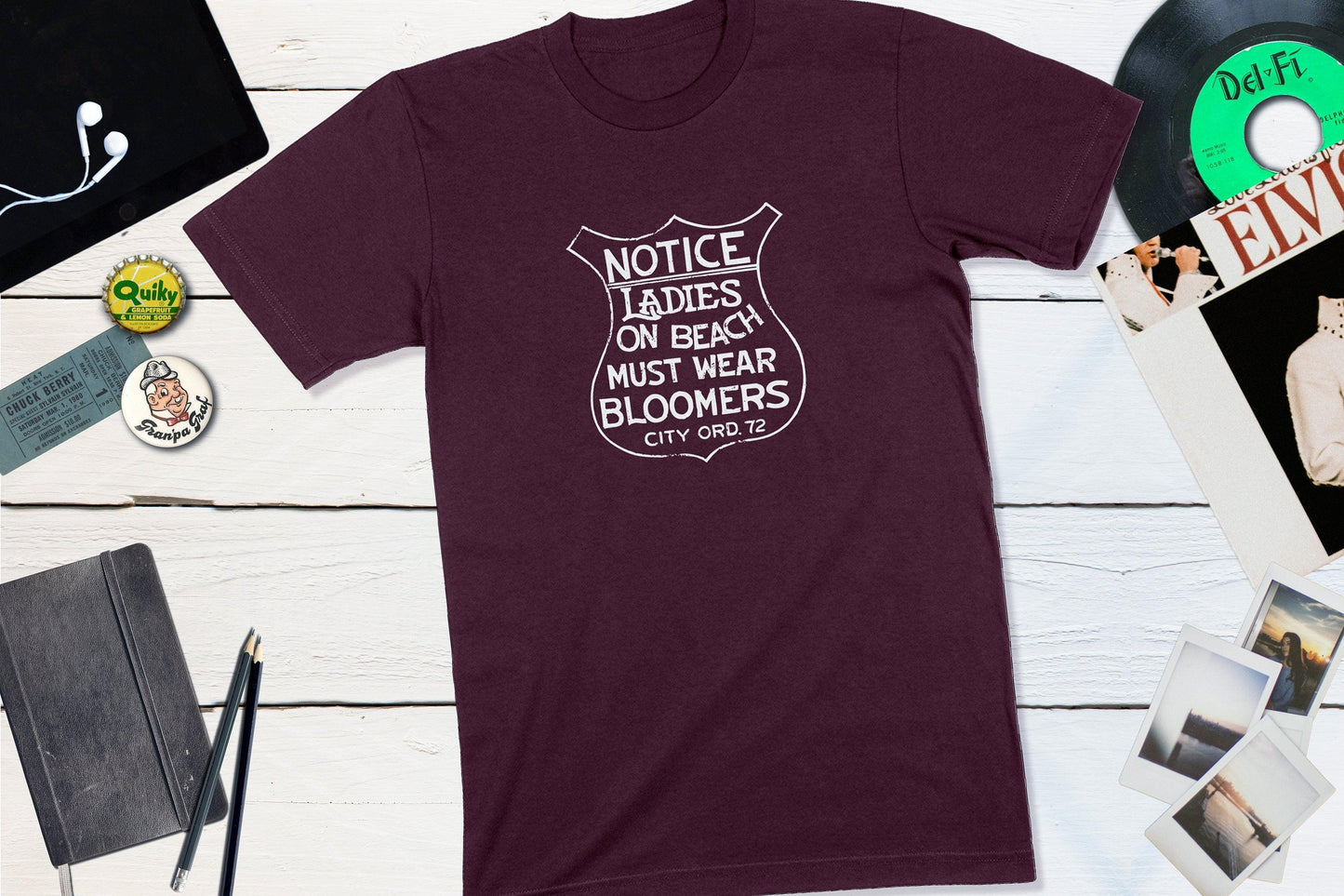 Notice Ladies On Beach Must Wear Bloomers Vintage City Ordinance Beach Sign-Unisex T-shirt-Yesteeyear