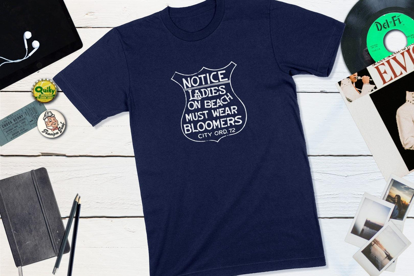 Notice Ladies On Beach Must Wear Bloomers Vintage City Ordinance Beach Sign-Unisex T-shirt-Yesteeyear