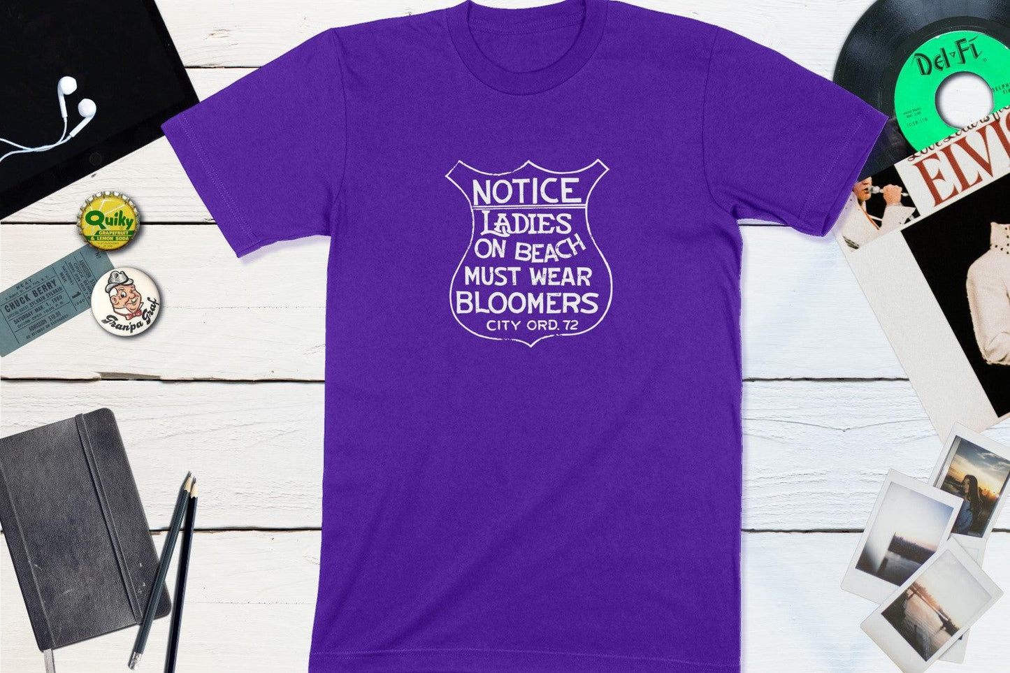 Notice Ladies On Beach Must Wear Bloomers Vintage City Ordinance Beach Sign-Unisex T-shirt-Yesteeyear