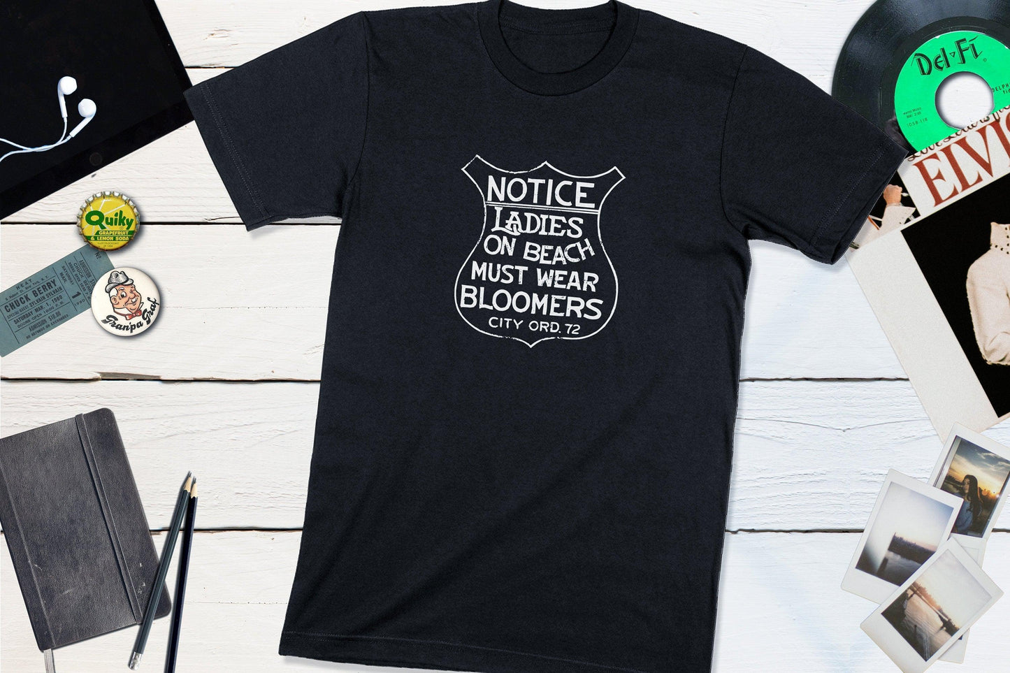 Notice Ladies On Beach Must Wear Bloomers Vintage City Ordinance Beach Sign-Unisex T-shirt-Yesteeyear