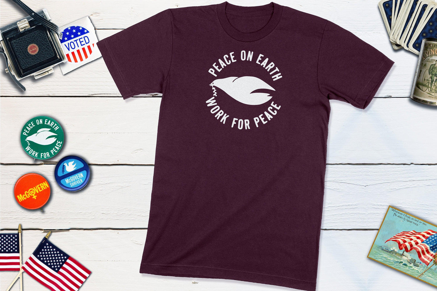 Peace On Earth Work For Peace Anti-War Shirt-Unisex T-shirt-Yesteeyear
