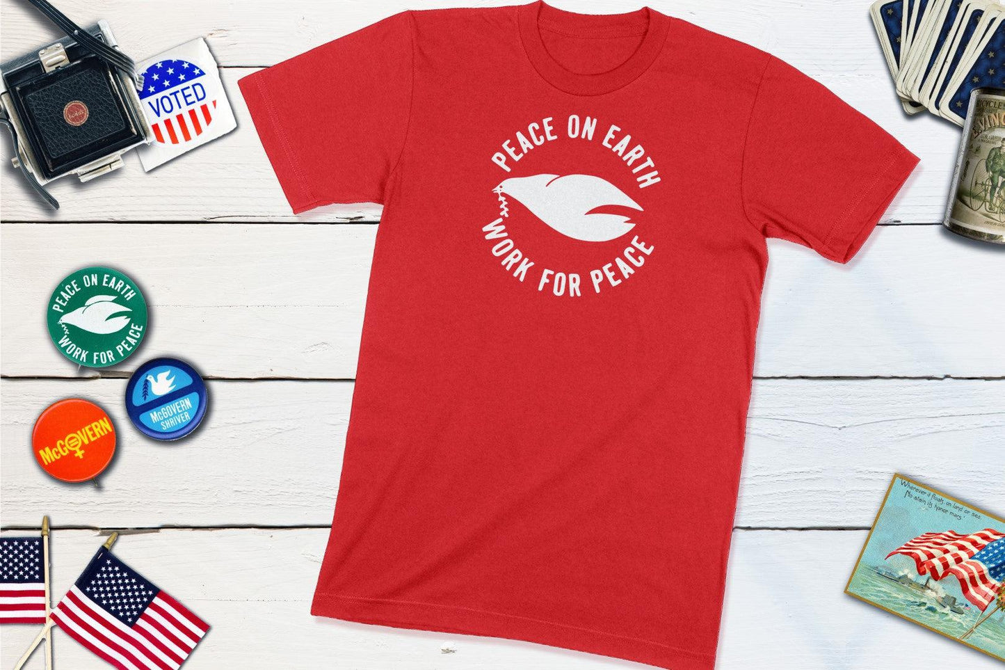Peace On Earth Work For Peace Anti-War Shirt-Unisex T-shirt-Yesteeyear
