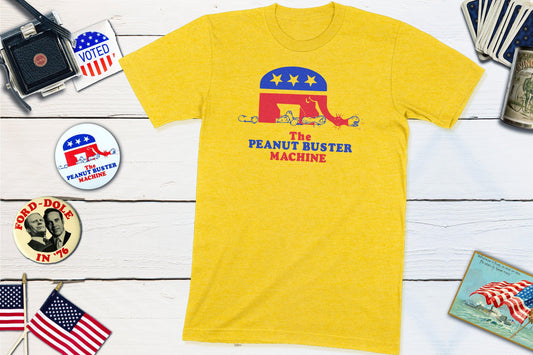 Peanut Buster Machine - Anti-Carter Gerald Ford Political Campaign-Unisex T-shirt-Yesteeyear