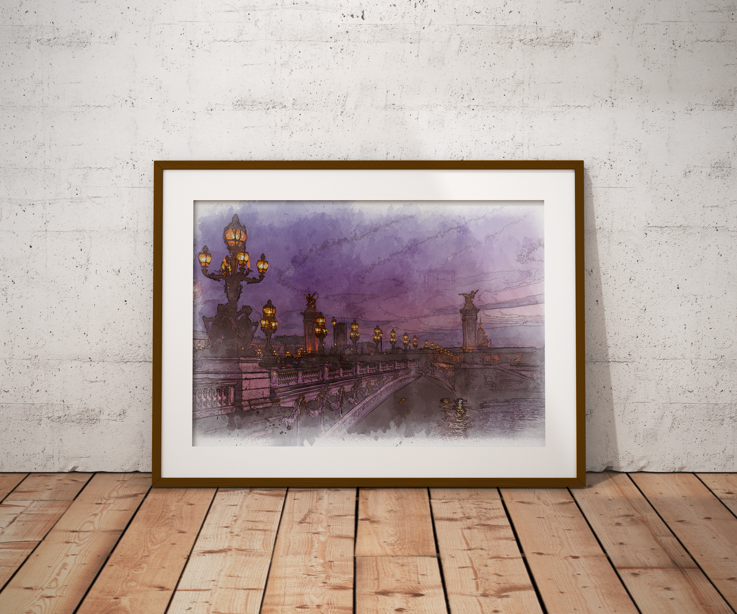 Pont Alexander III Bridge Paris France Watercolor Poster-Poster-Yesteeyear