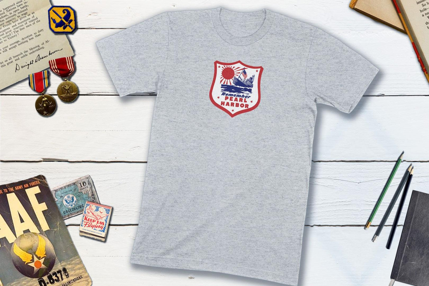 Remember Pearl Harbor - WWII Vintage Matchbook-Unisex T-shirt-Yesteeyear