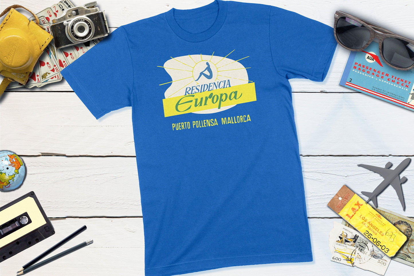 Residencia Europa Puerto Pollensa Mallorca Spain Vintage Travel Sticker-Unisex T-shirt-Yesteeyear