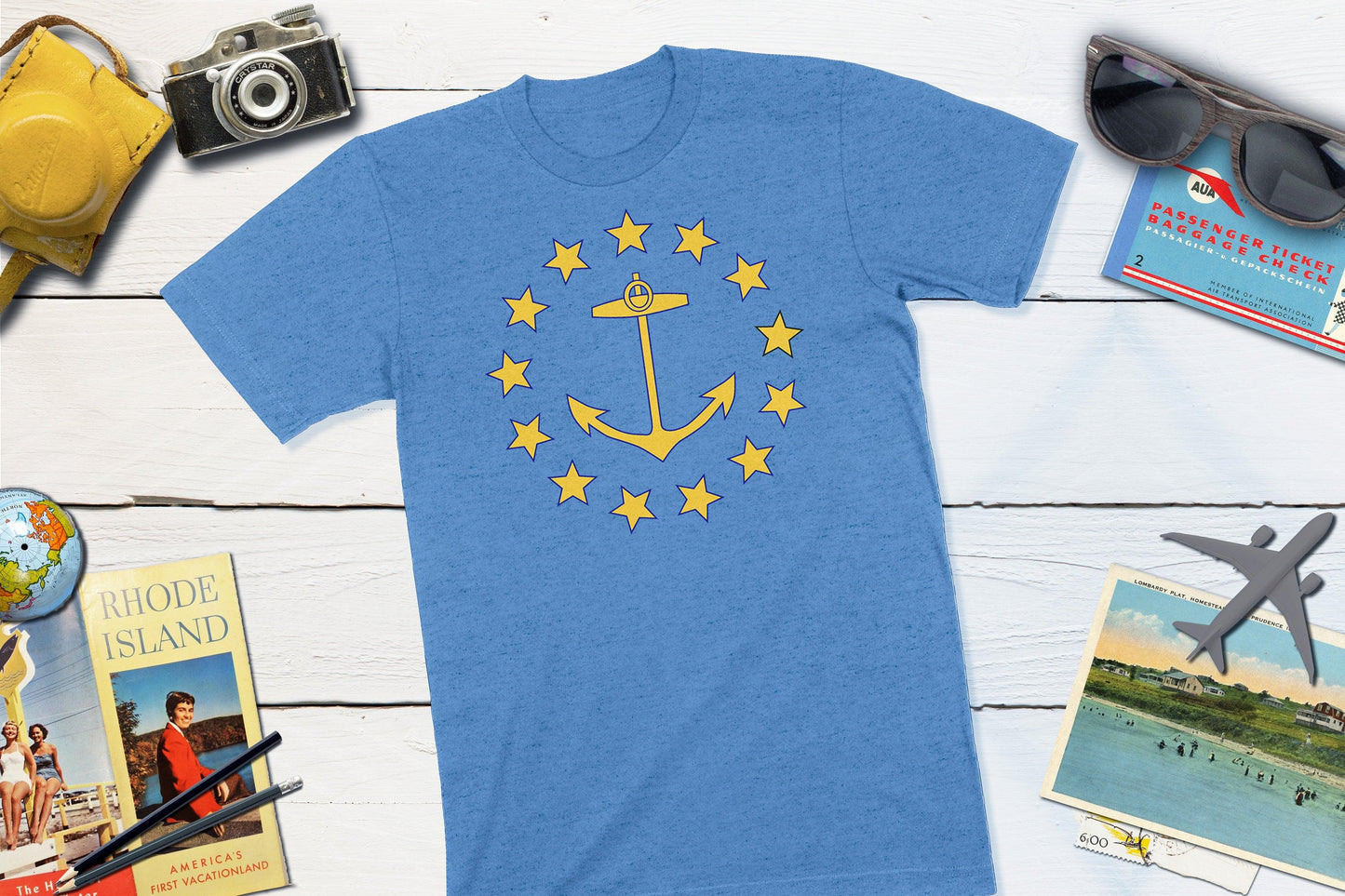 Rhode Island State Flag From 1882-Unisex T-shirt-Yesteeyear