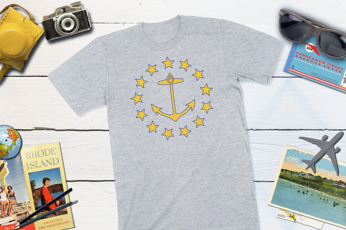 Rhode Island State Flag From 1882-Unisex T-shirt-Yesteeyear