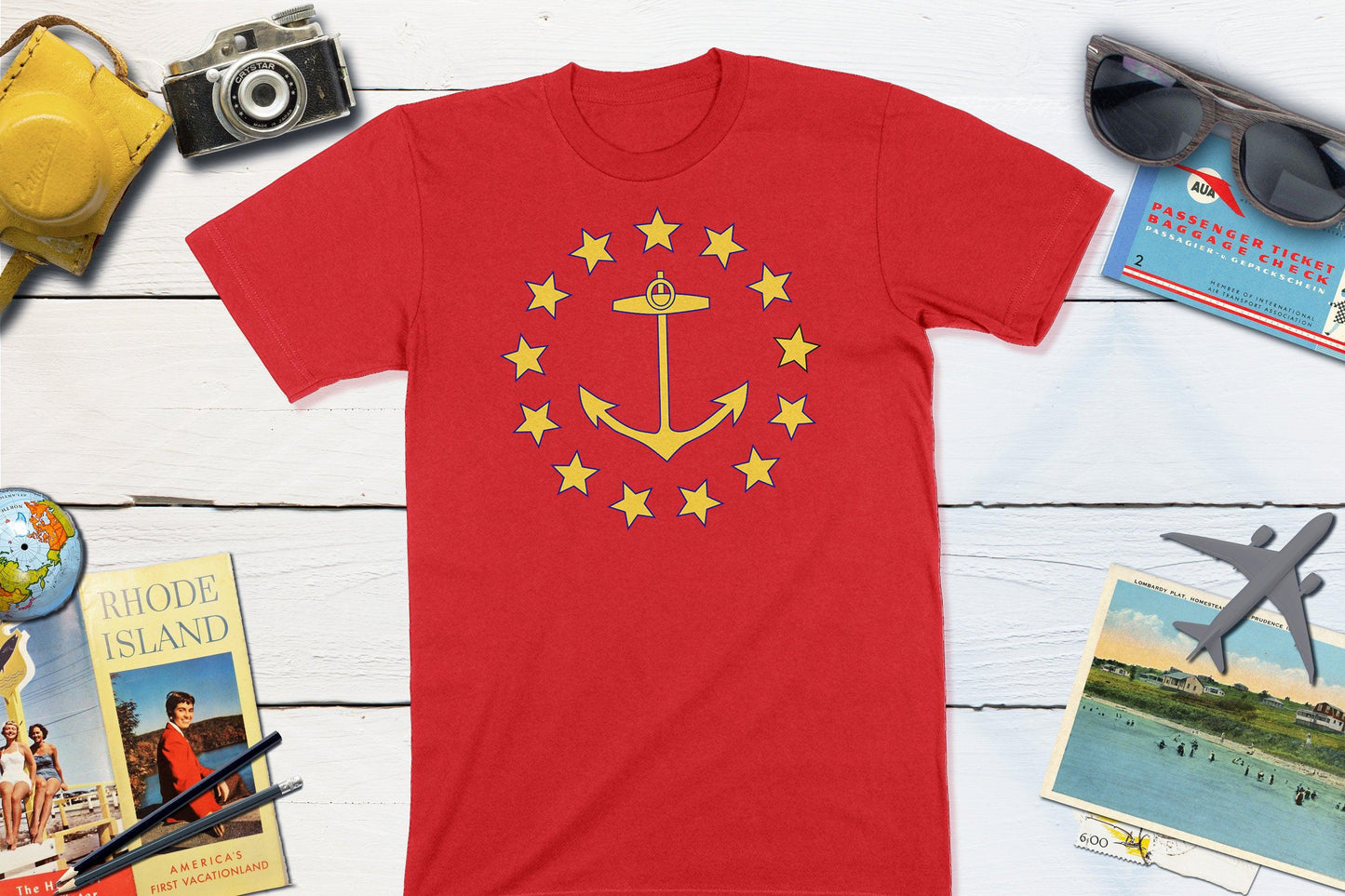 Rhode Island State Flag From 1882-Unisex T-shirt-Yesteeyear