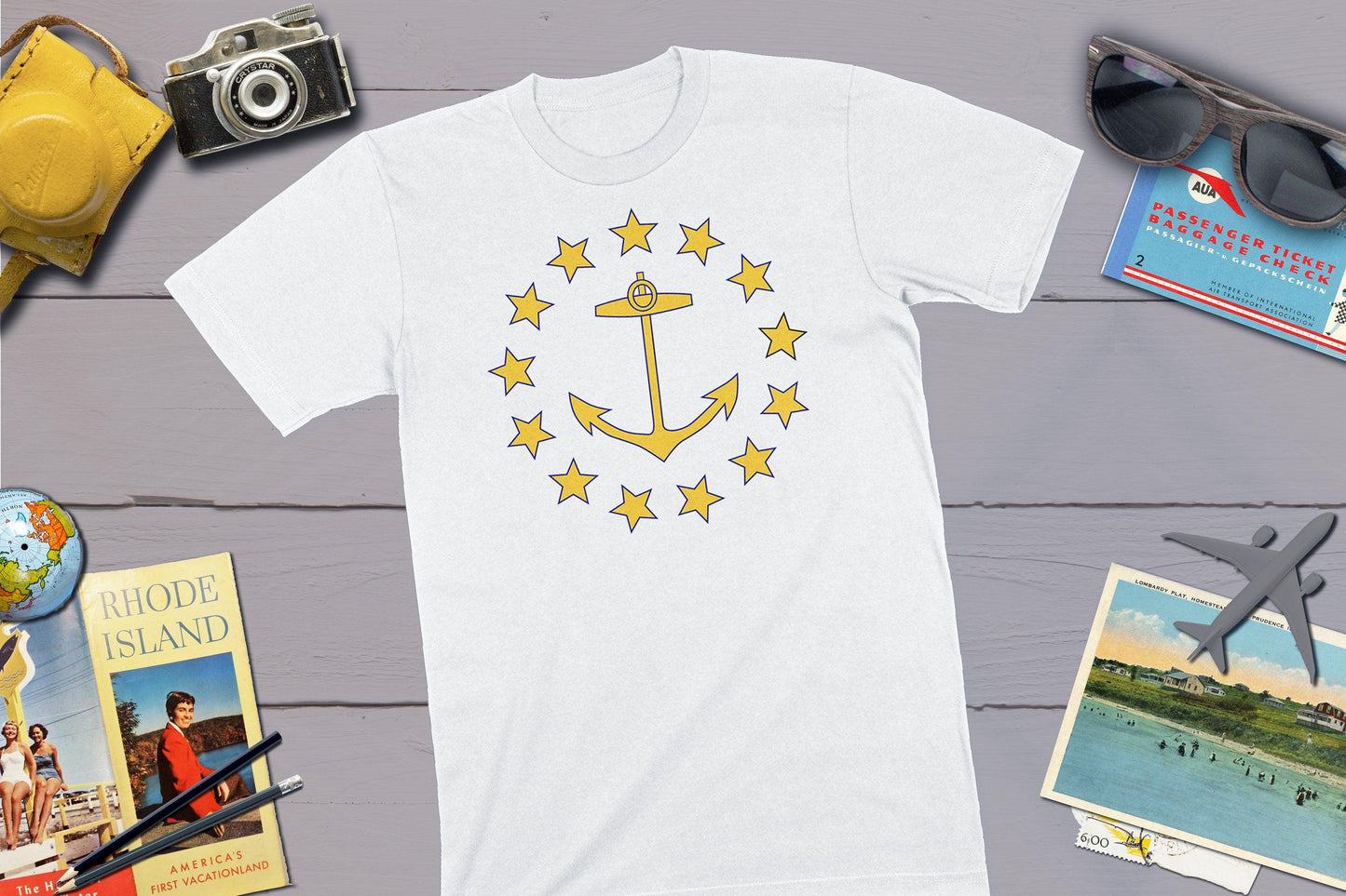 Rhode Island State Flag From 1882-Unisex T-shirt-Yesteeyear