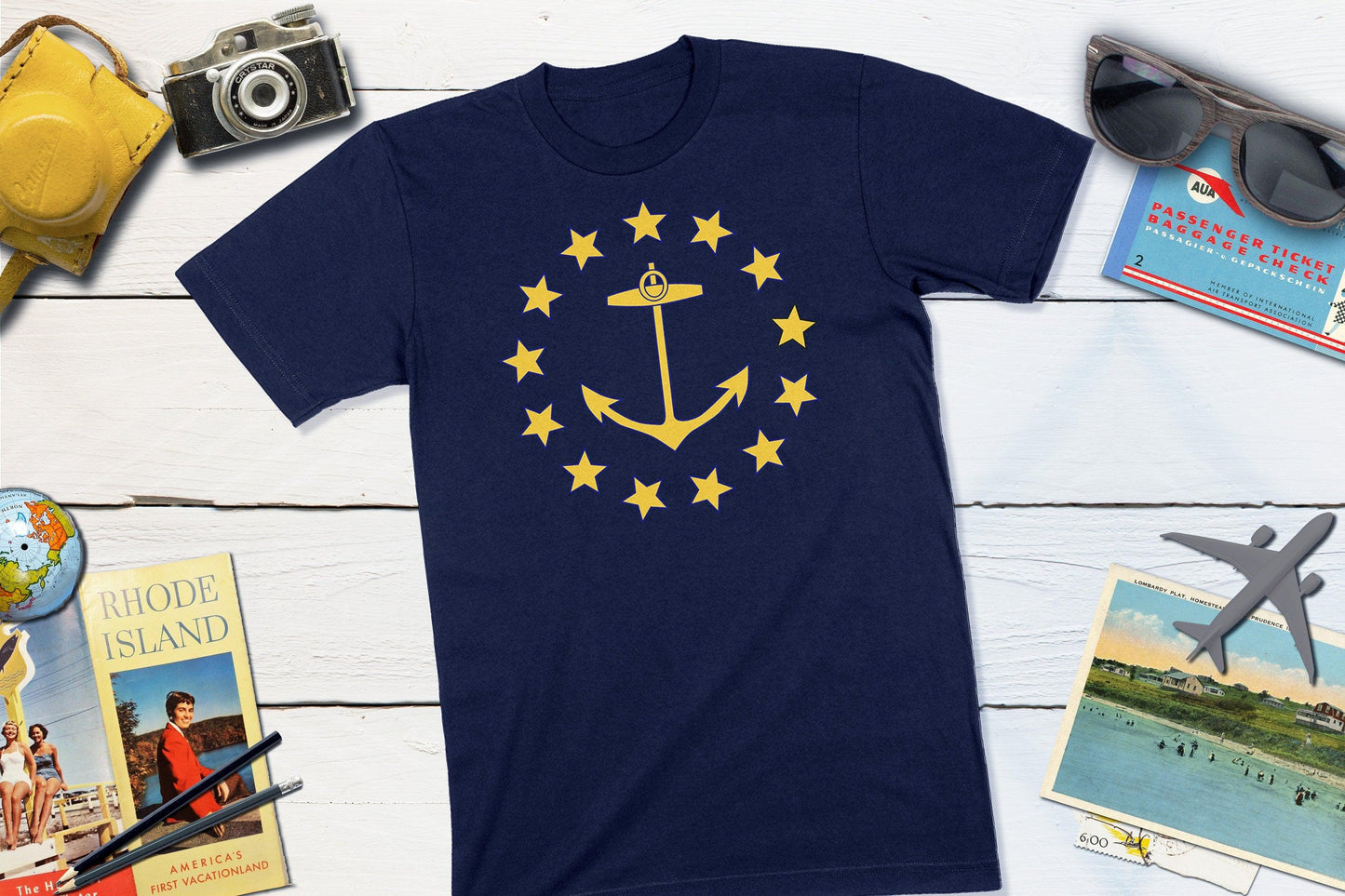 Rhode Island State Flag From 1882-Unisex T-shirt-Yesteeyear