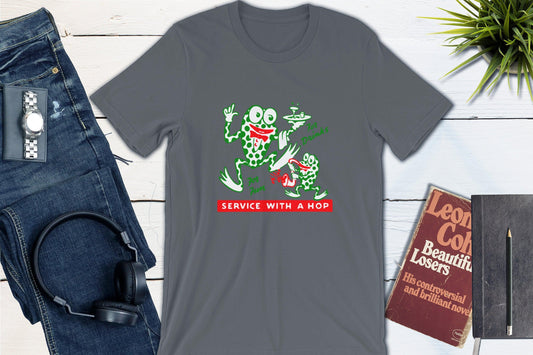 Service With A Hop - Vintage Cocktail Lounge Matchbook-Unisex T-shirt-Yesteeyear