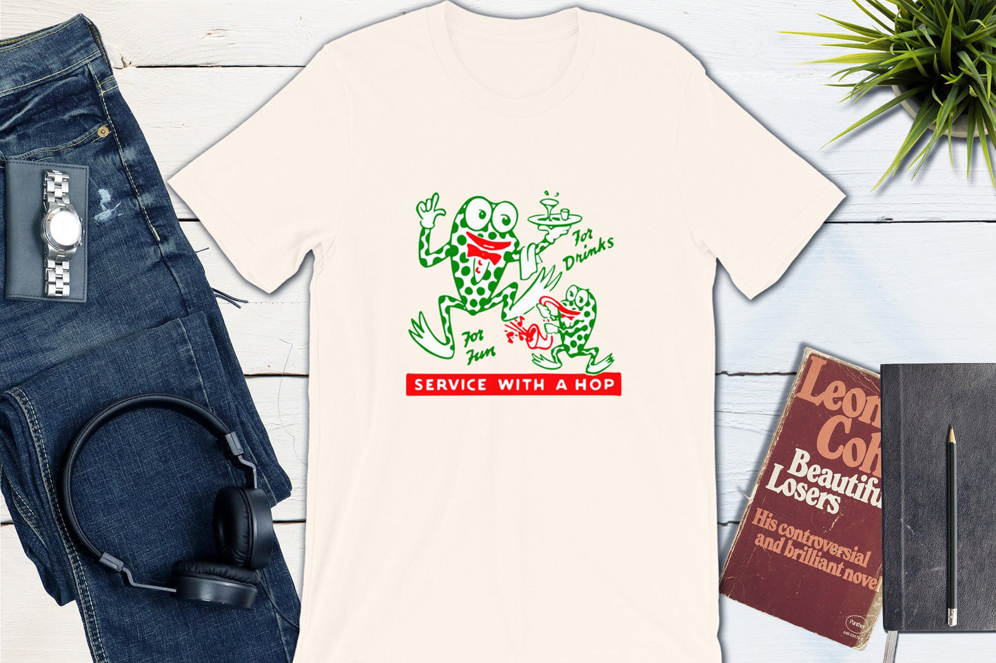 Service With A Hop - Vintage Cocktail Lounge Matchbook-Unisex T-shirt-Yesteeyear