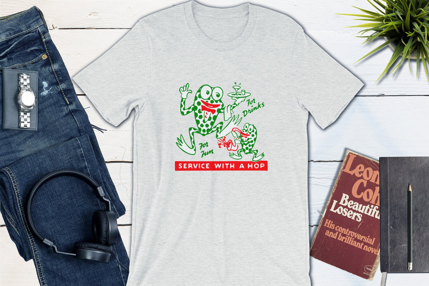 Service With A Hop - Vintage Cocktail Lounge Matchbook-Unisex T-shirt-Yesteeyear