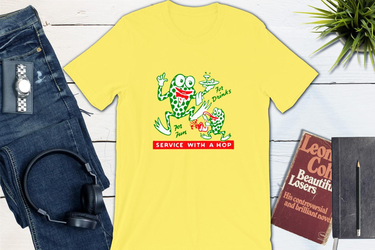 Service With A Hop - Vintage Cocktail Lounge Matchbook-Unisex T-shirt-Yesteeyear