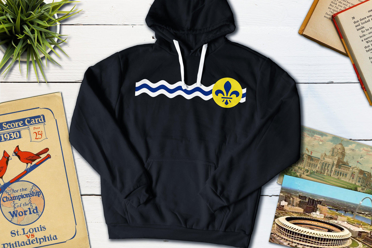 St Louis Missouri City Flag-Hooded Sweatshirt-Yesteeyear