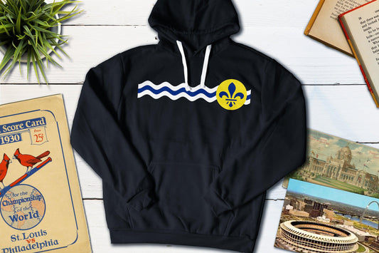 St Louis Missouri City Flag-Hooded Sweatshirt-Yesteeyear