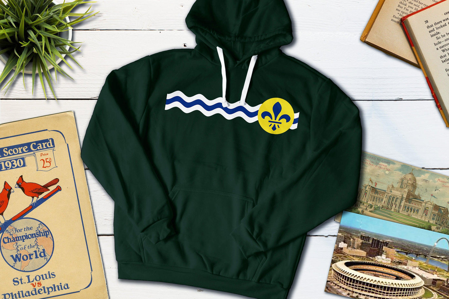 St Louis Missouri City Flag-Hooded Sweatshirt-Yesteeyear