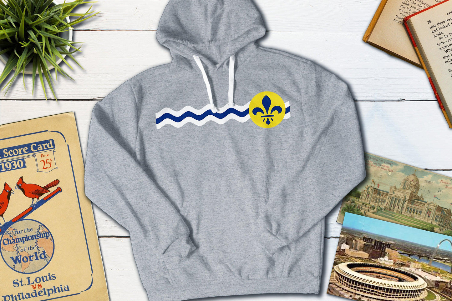 St Louis Missouri City Flag-Hooded Sweatshirt-Yesteeyear
