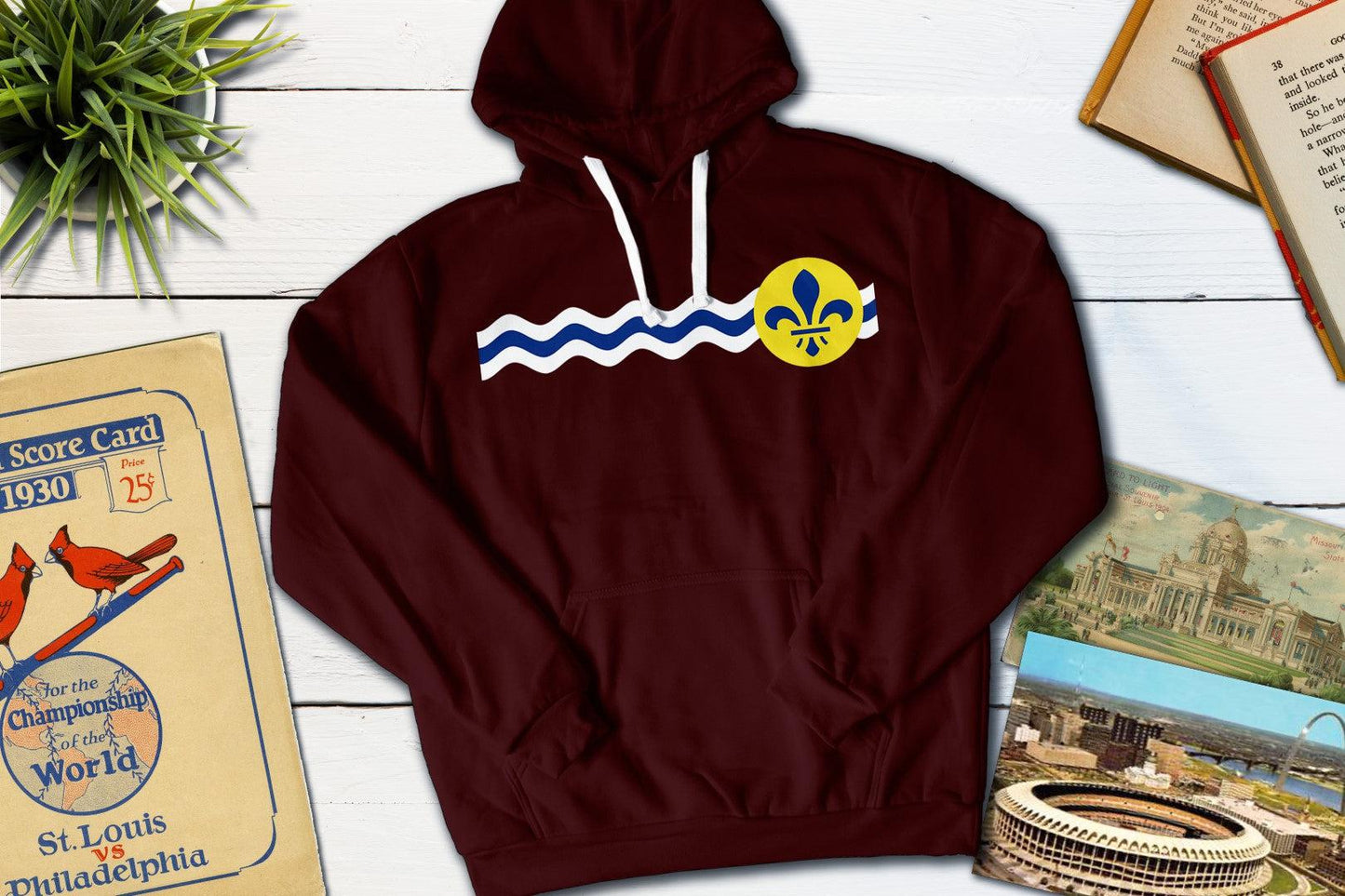 St Louis Missouri City Flag-Hooded Sweatshirt-Yesteeyear