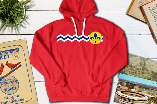 St Louis Missouri City Flag-Hooded Sweatshirt-Yesteeyear