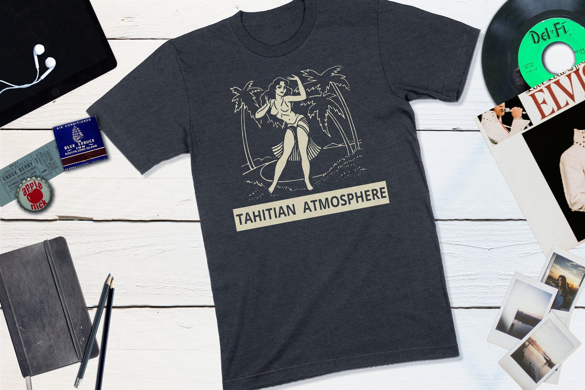 Tahitian Atmosphere Cocktail Lounge Vintage Matchbook-Unisex T-shirt-Yesteeyear