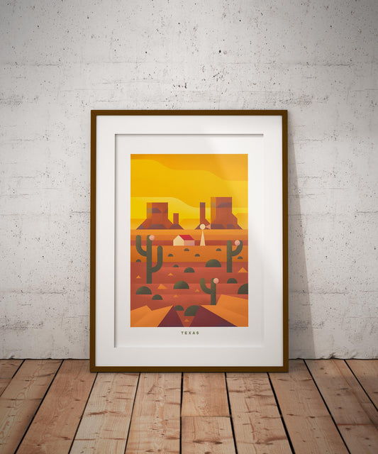 Texas Travel Poster Print-Poster-Yesteeyear