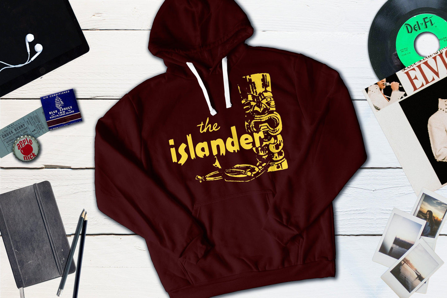 The Islander Restaurant Los Angeles Vintage Polynesian Matchbook-Hooded Sweatshirt-Yesteeyear