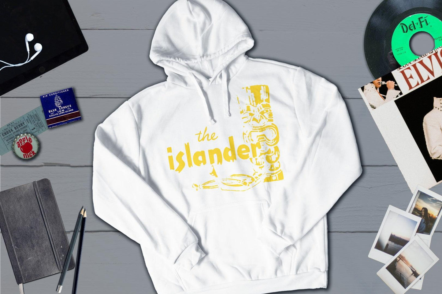 The Islander Restaurant Los Angeles Vintage Polynesian Matchbook-Hooded Sweatshirt-Yesteeyear